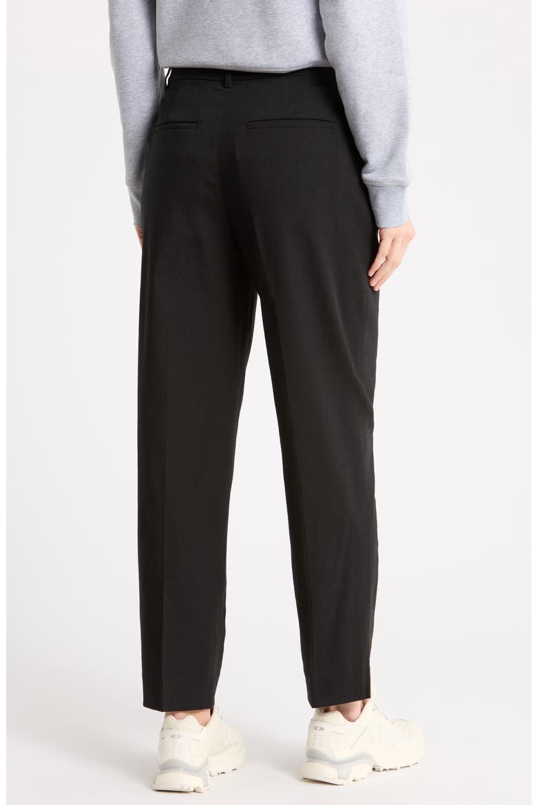 Linen Cropped Pleated Trousers, Alternate, color, ONYX