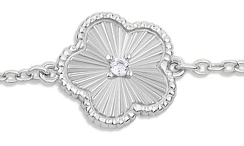 Kenneth Jay Lane Pavé Cubic Zirconia Striated Clover Line Bracelet