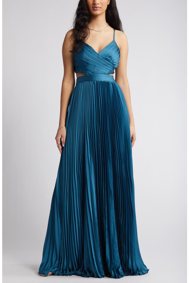 Got the Glam Pleated Gown, Alternate, color, TEAL