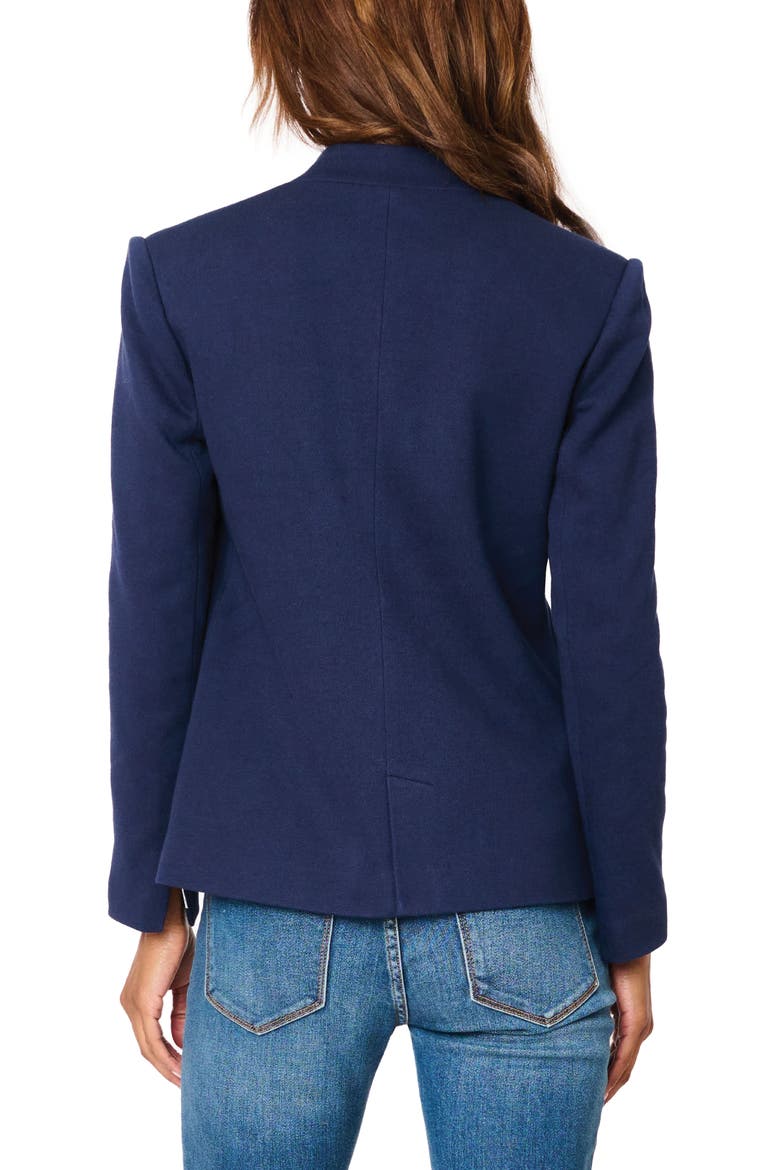 Inverted Notch Collar Cotton Blend Knit Blazer, Alternate, color, NAVY PEACOAT