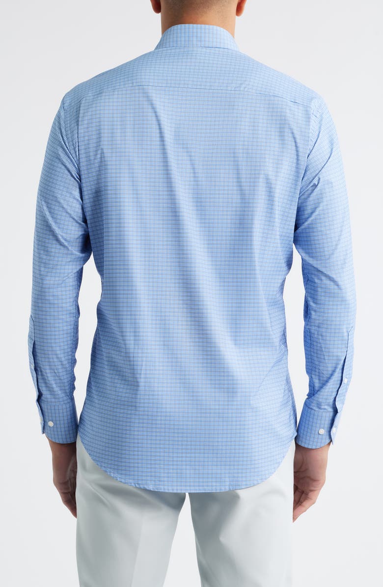Peter Millar Petaluma Check Performance Twill Button-Down Shirt, Alternate, color, Evening Tide