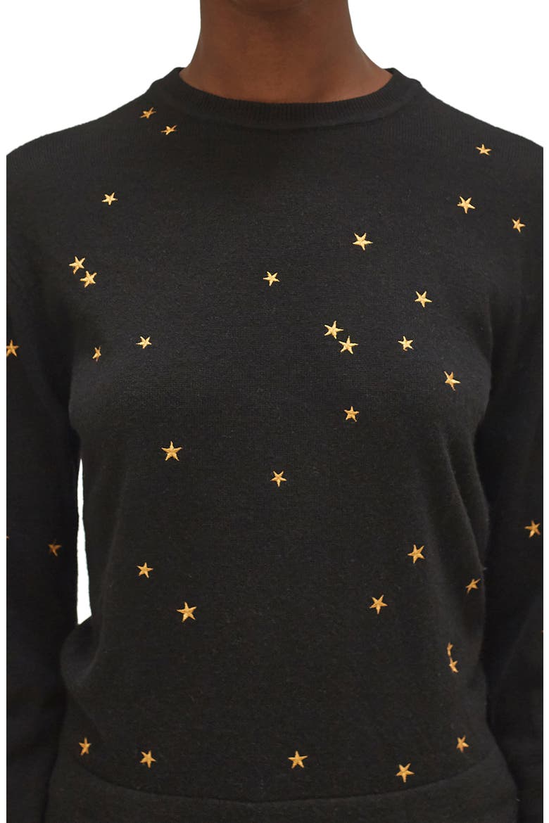 Nartelle Embroidered Star Sweater, Alternate, color, TRUE BLACK BROWN