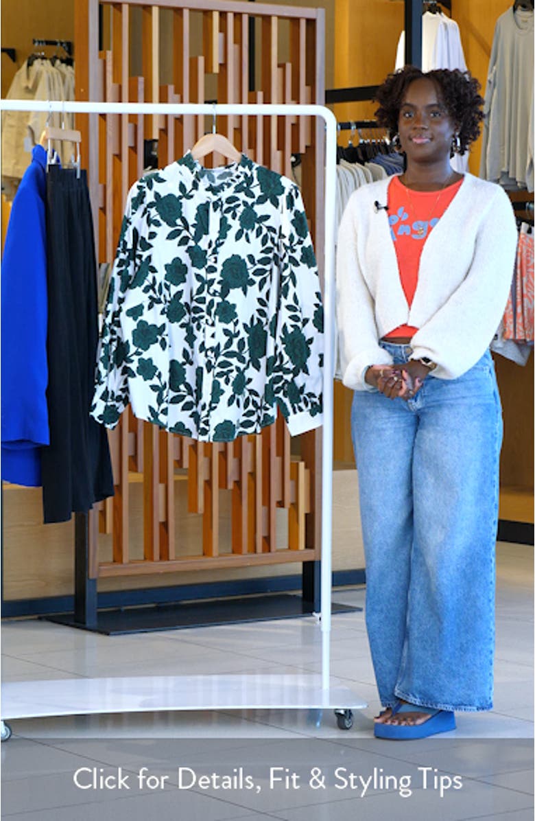 Kane Floral Cotton Ruffle Button-Up Shirt, sales video thumbnail