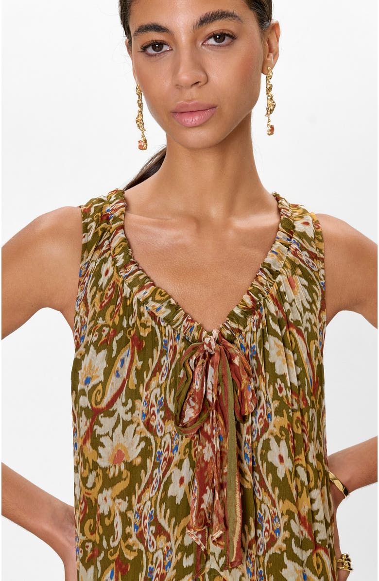 Rebecca Taylor Isha Printed Dress, Alternate, color, Pesto Combo