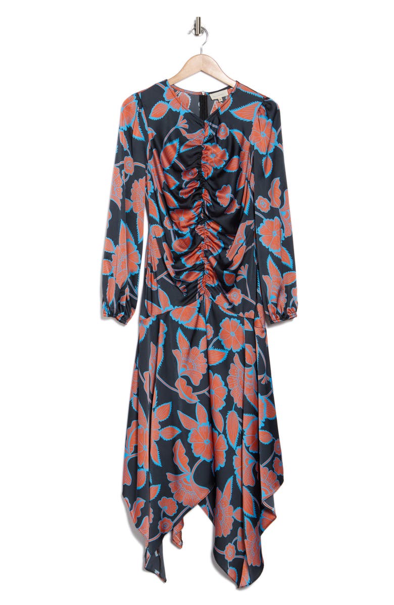 MELLODAY Floral Long Sleeve Ruched Midi Dress, Alternate, color,