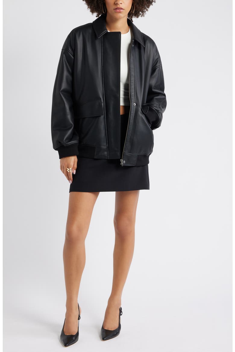 Oversize Faux Leather Jacket, Alternate, color, BLACK