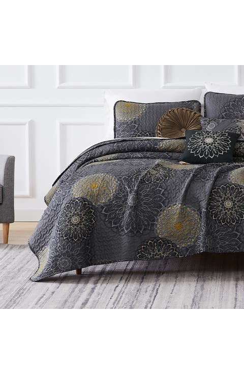 Midnight Floral Quilt Set