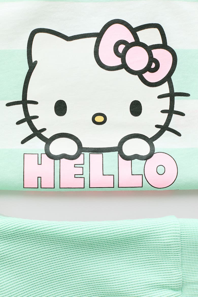 2-piece Printed Cotton Set, Alternate, color, Green/Hello Kitty