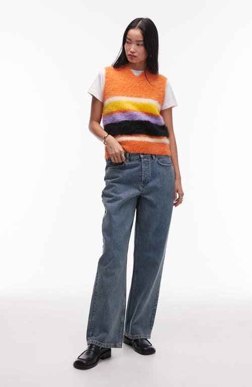 Shop Topshop Stripe Fluffy Sweater Vest