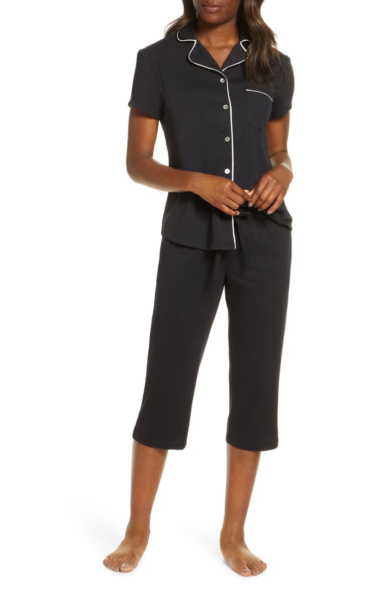 Donna Crop Pajamas, Main, color, BLACK
