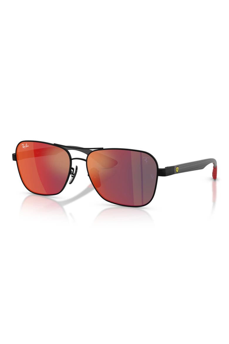 x Scuderia Ferrari 58mm Square Sunglasses, Alternate, color, MATTE BLACK / DARK GREY