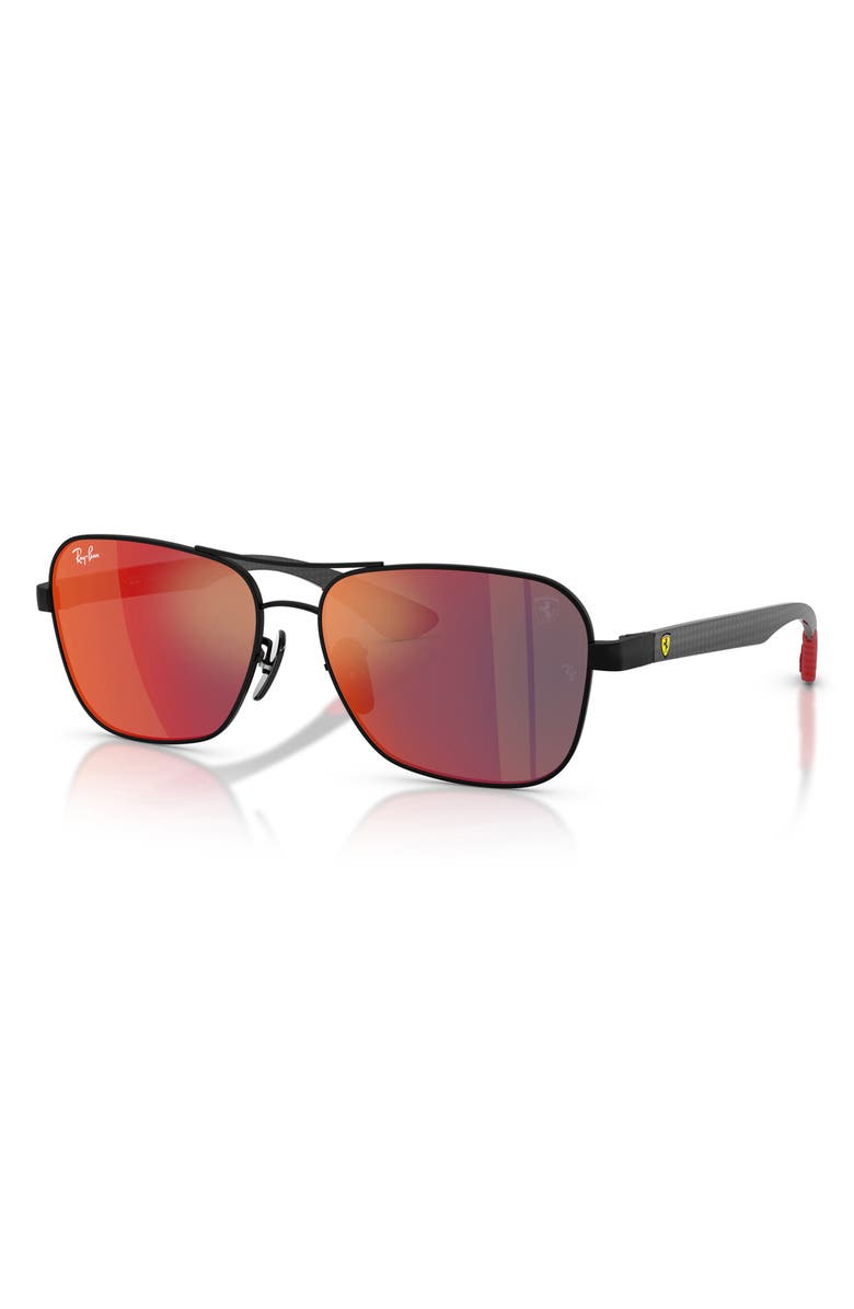 Ray-Ban x Scuderia Ferrari 58mm Square Sunglasses, Alternate, color, Matte Black / Dark Grey
