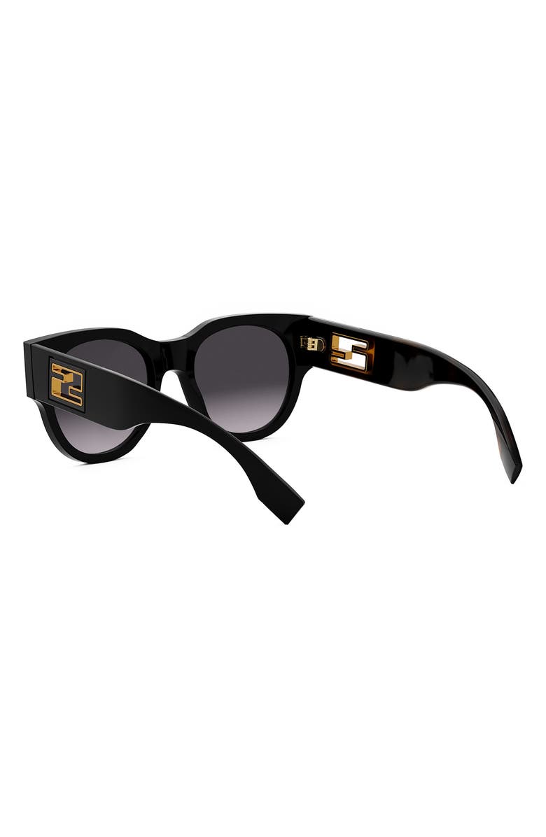 Fendi 'Fendi Baguette 53mm Gradient Round Sunglasses, Alternate, color, Shiny Black / Gradient Smoke