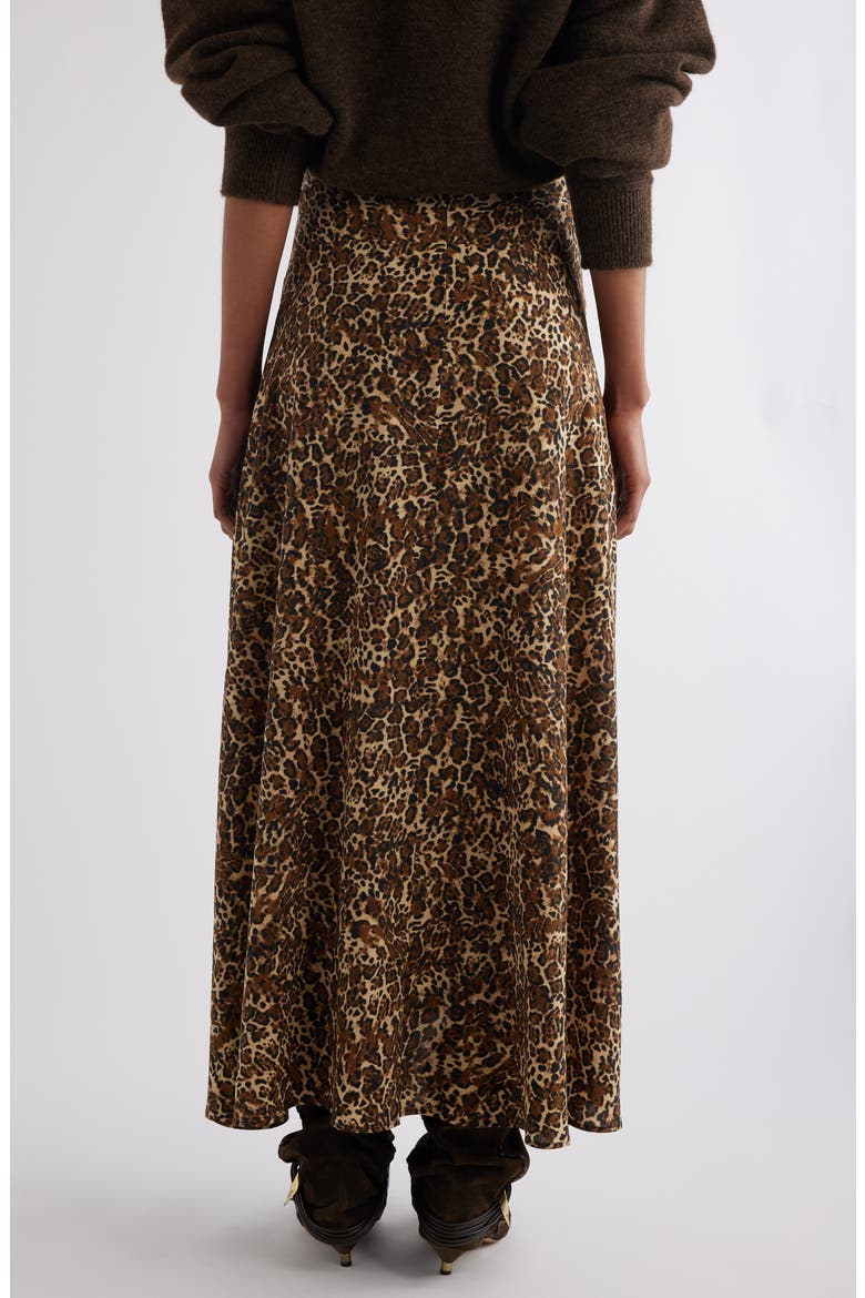 Sakura Leopard Print Stretch Silk Maxi Skirt, Alternate, color, LEOPARD