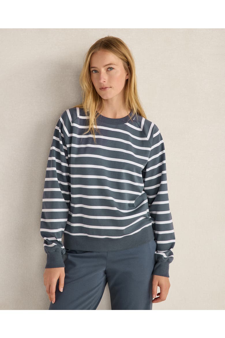 Organic Cotton Interlock Everyday Sweatshirt, Main, color, Sleigh Stripe Midnight/White