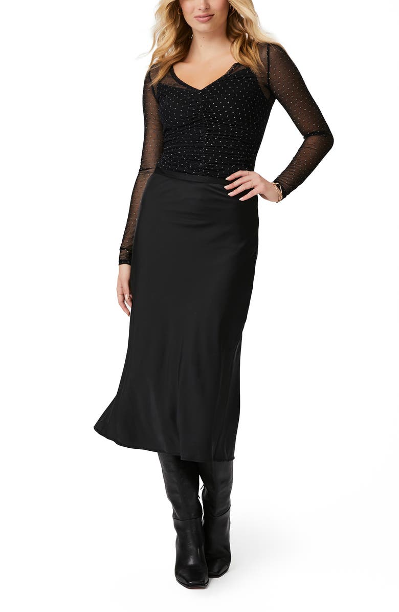 PAIGE Cicely Bias Cut Midi Skirt, Alternate, color, Black