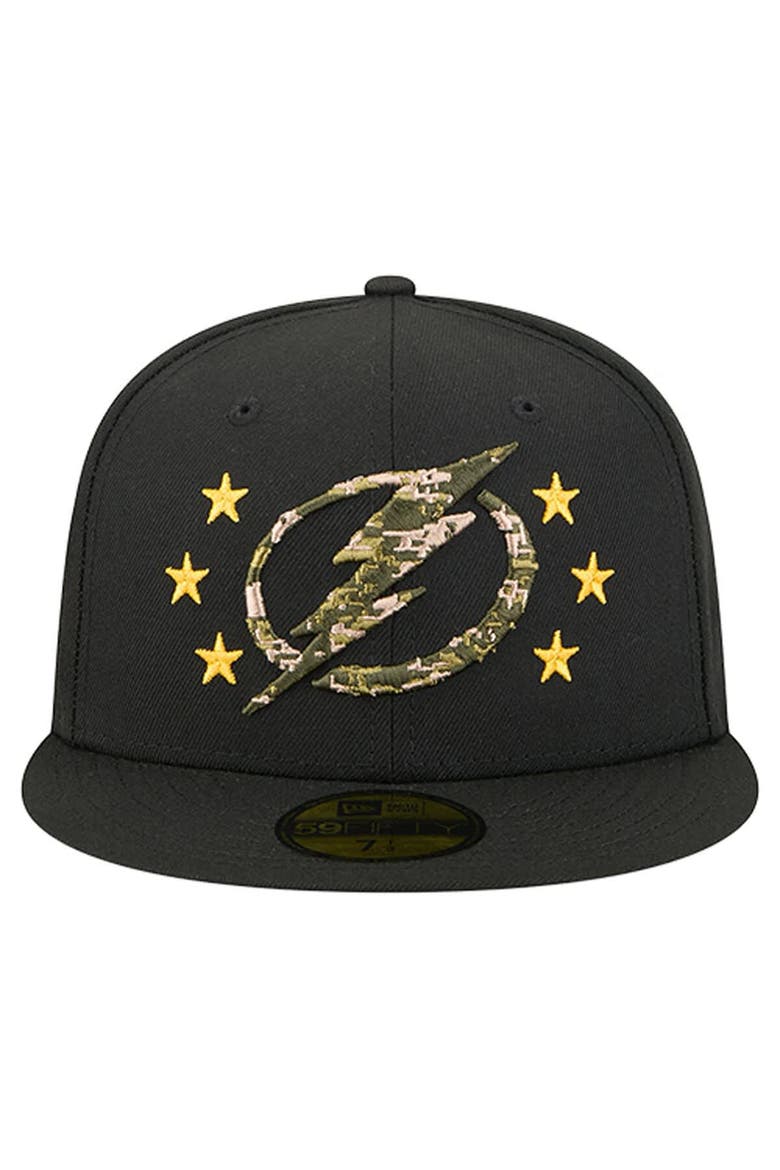 Men's New Era  Black Tampa Bay Lightning Military Appreciation Digital Camo Stars 59FIFTY Fitted Hat, Alternate, color, Black