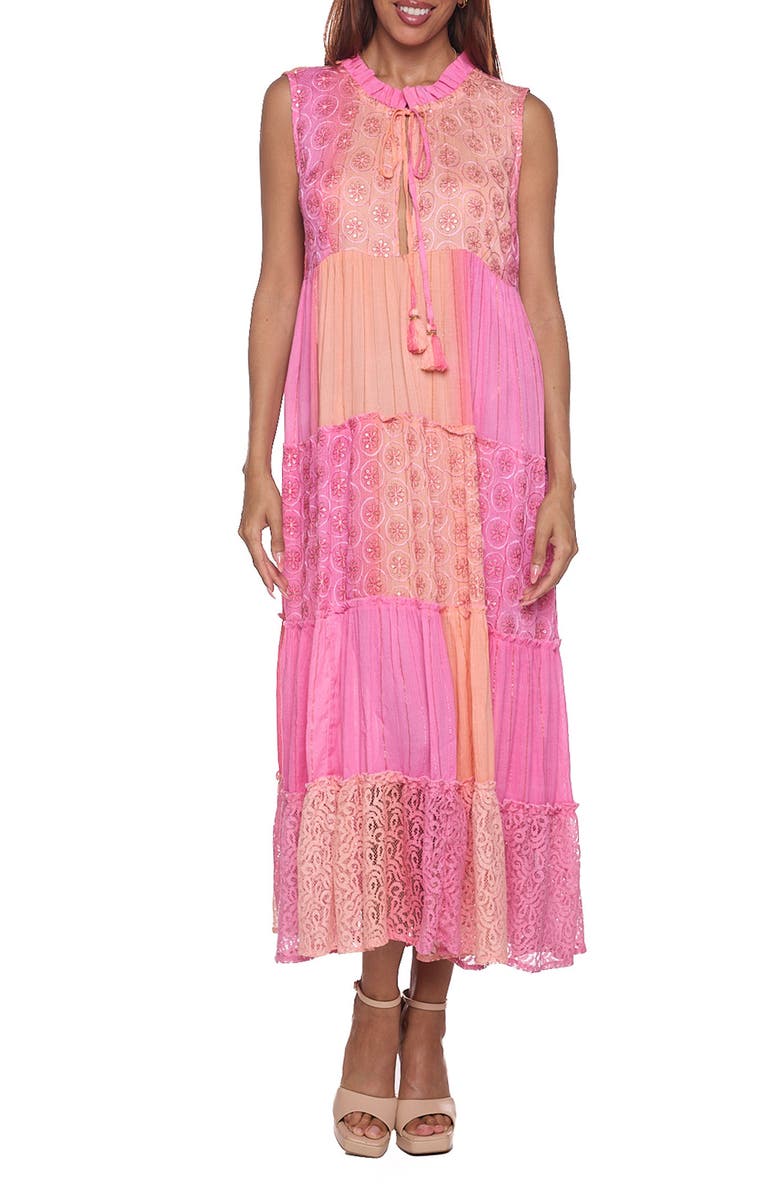RANEES Embellished Tiered Maxi Dress, Main, color, Pastel Pink