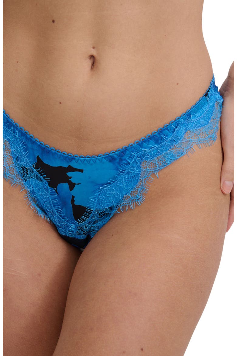 Sorrento Lace Trim High Leg Thong, Alternate, color, AZURE