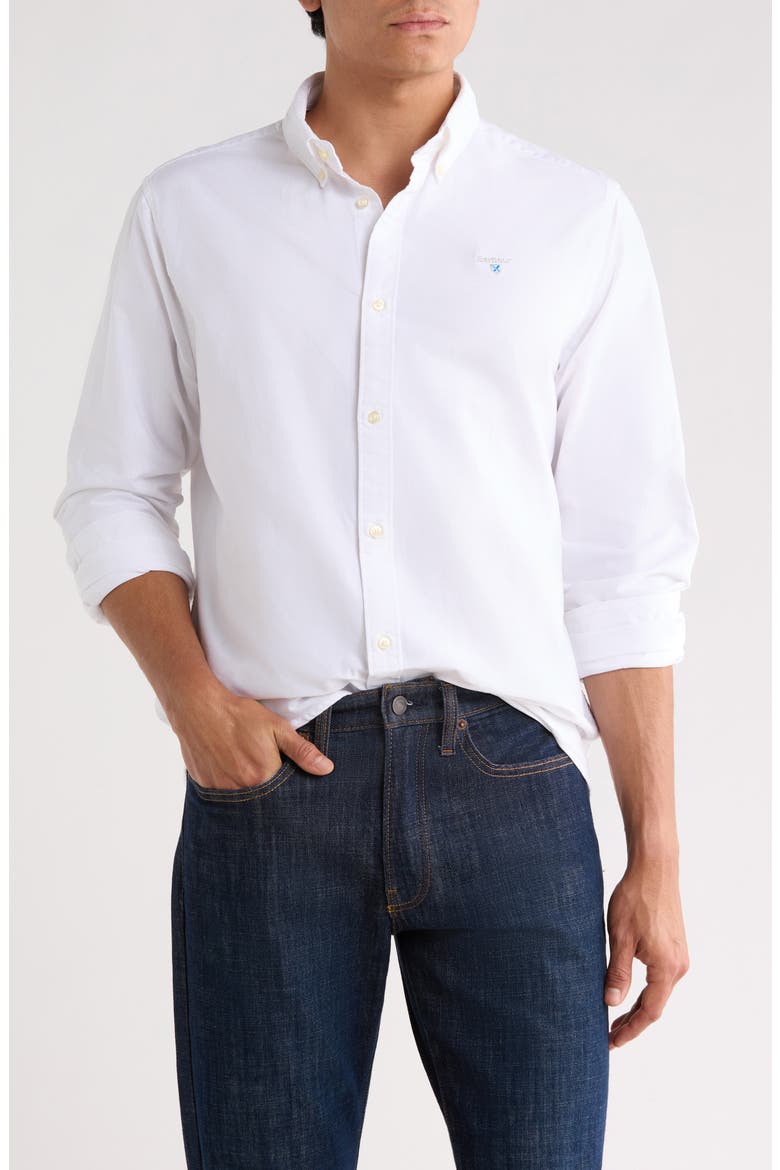 Oxtown Tailored Fit Cotton Button-Down Shirt, Main, color, WHITE