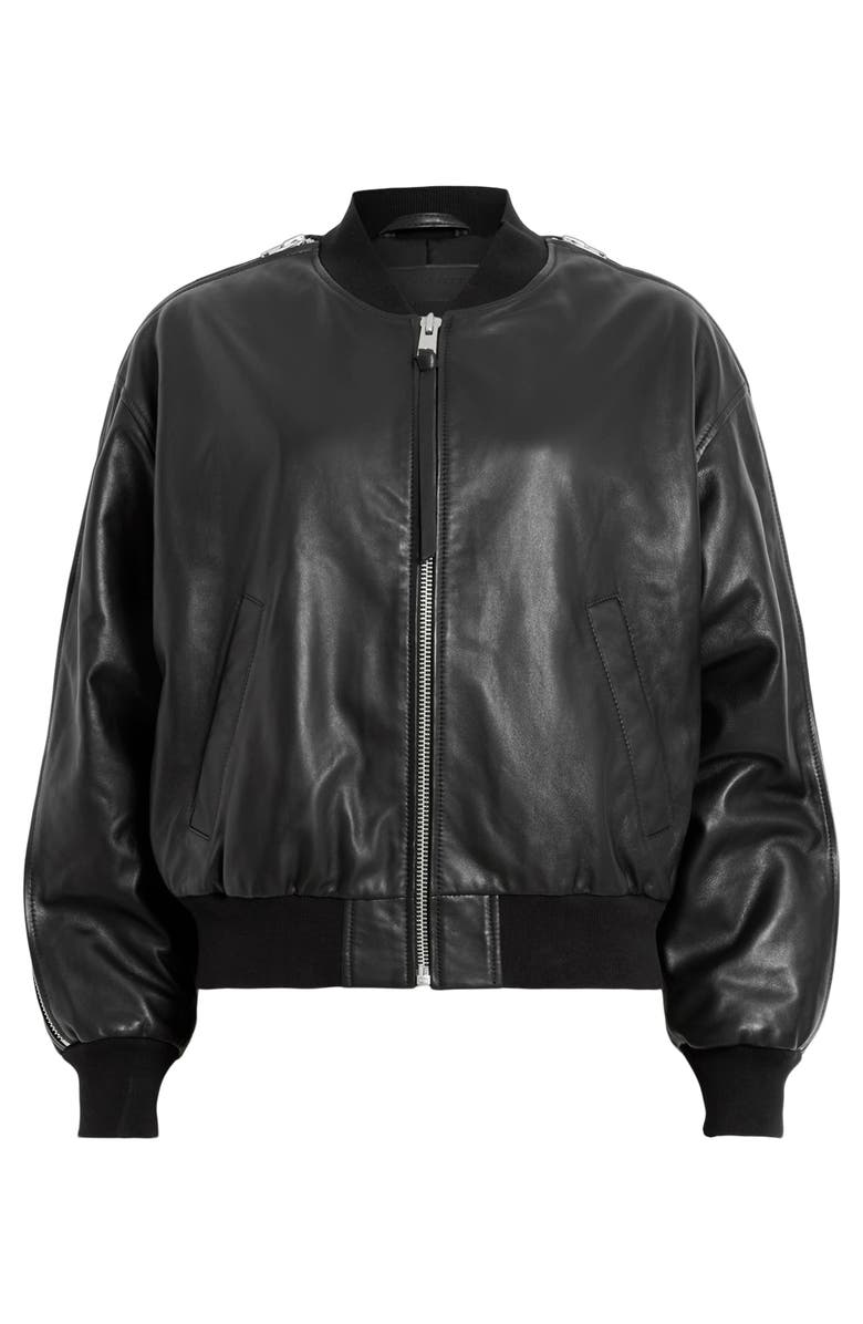 AllSaints Zenith Leather Bomber Jacket, Alternate, color, 