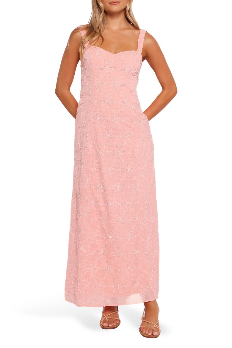 Beryl Floral Embroidered Maxi Sundress, Main, color, PINK