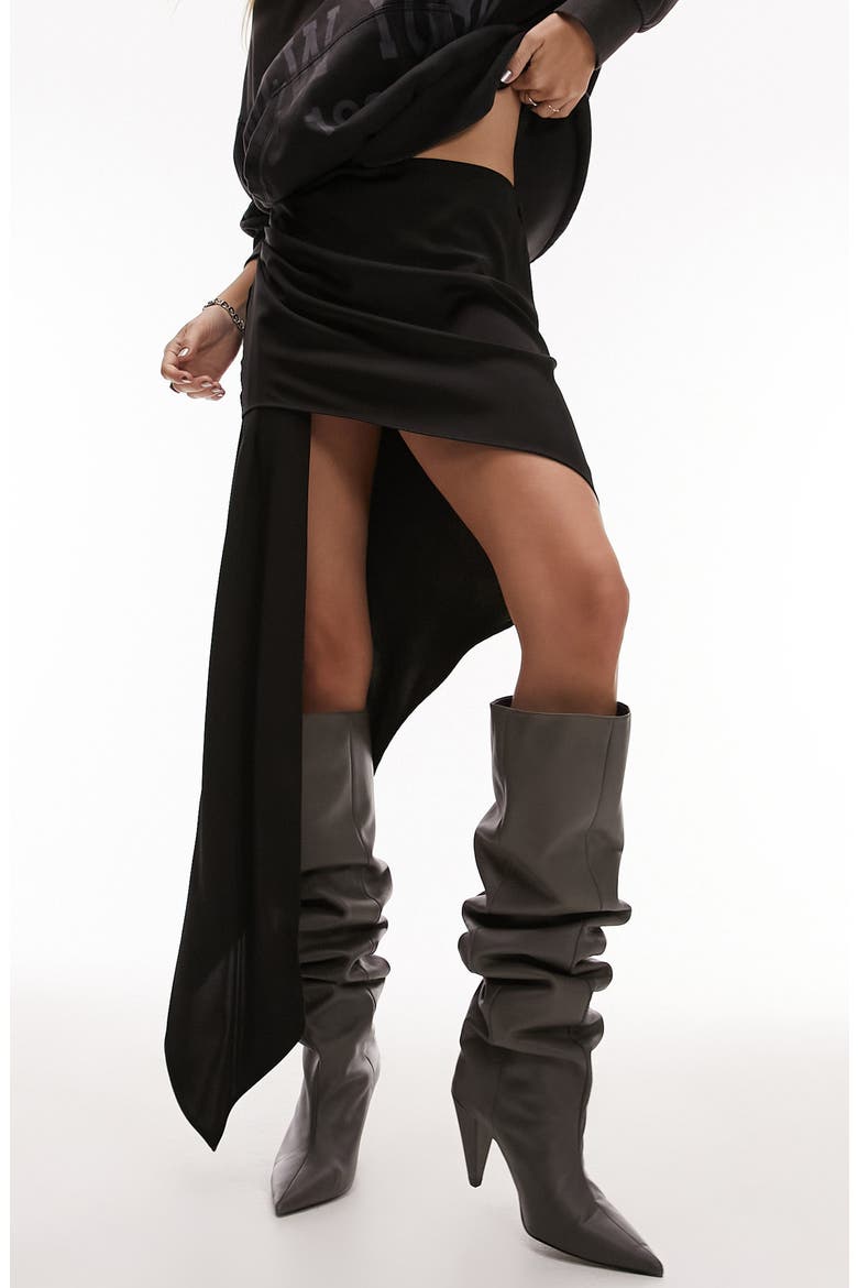 Asymmetric High-Low Skirt, Main, color, BLACK