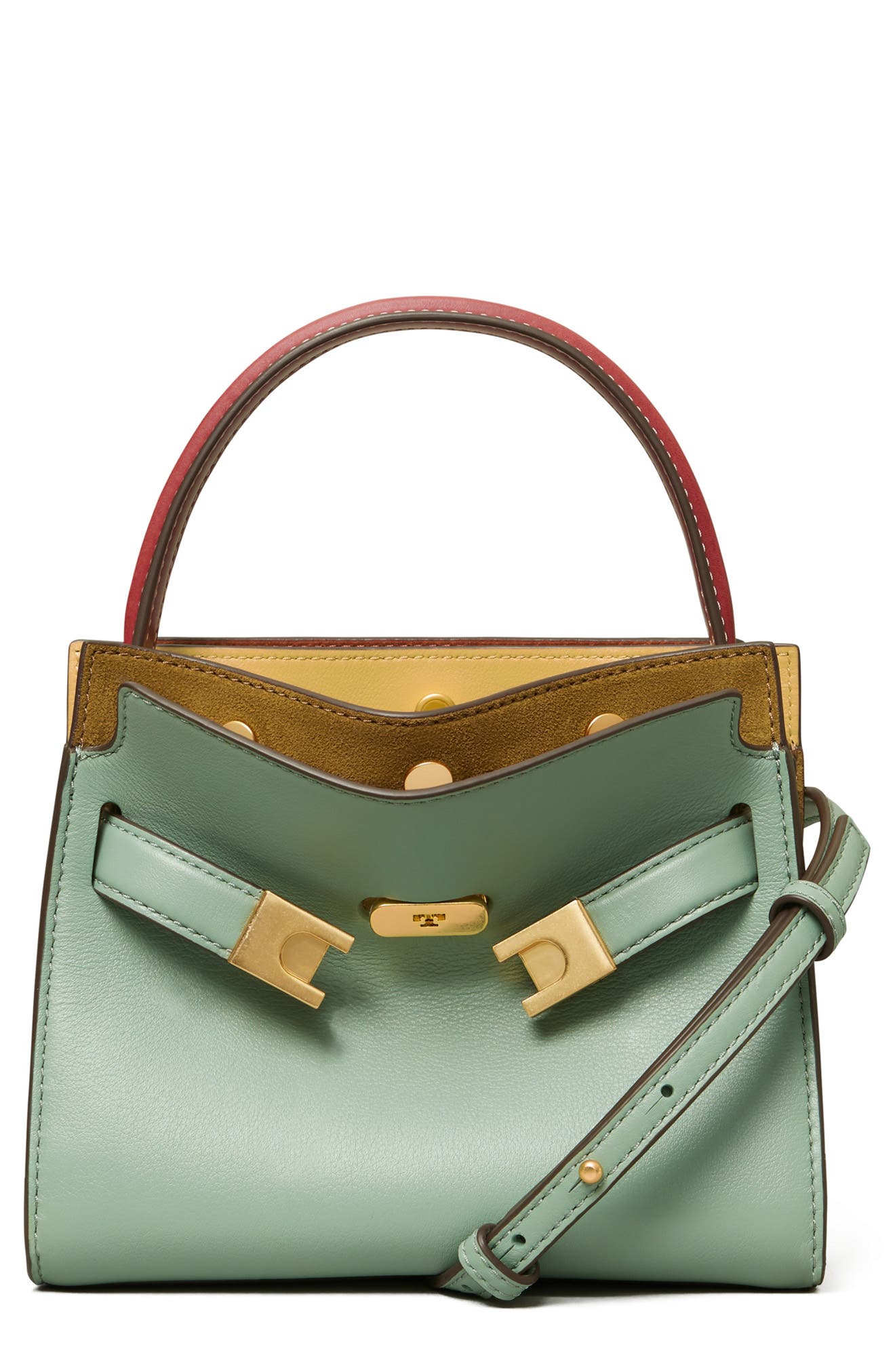 Tory Burch Lee Radziwill Petite Leather Double Bag, Main, color, 