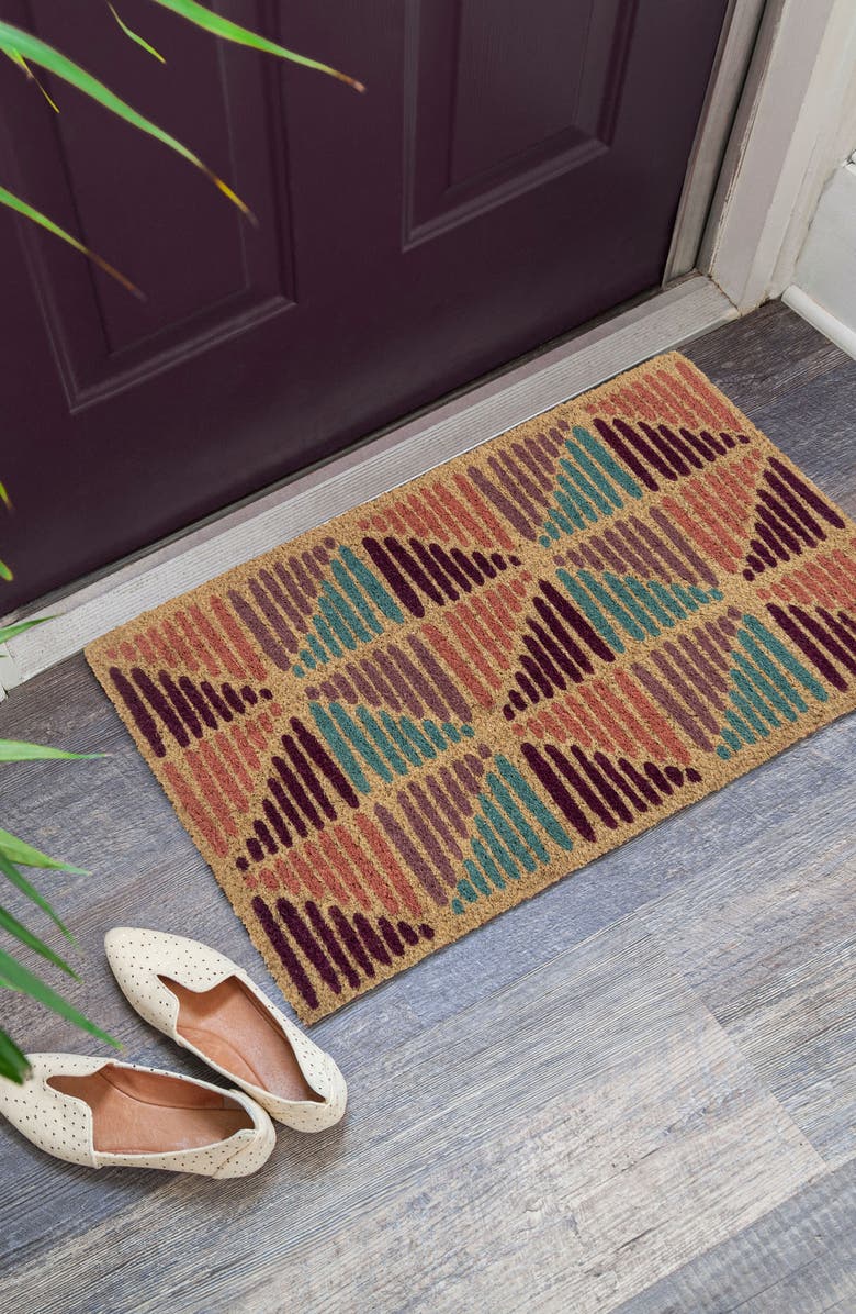 ENTRYWAYS Macramé Doormat, Alternate, color, Pink