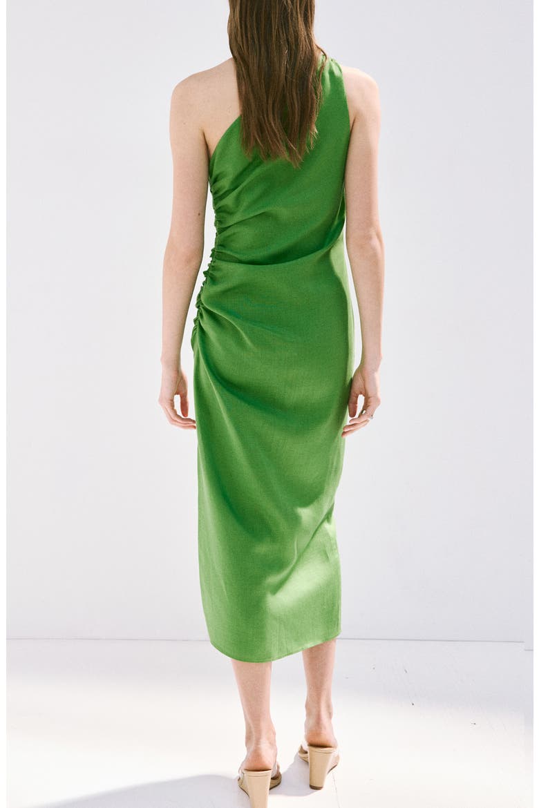 Asymmetrical Pleated Midi Dress, Alternate, color, GREEN