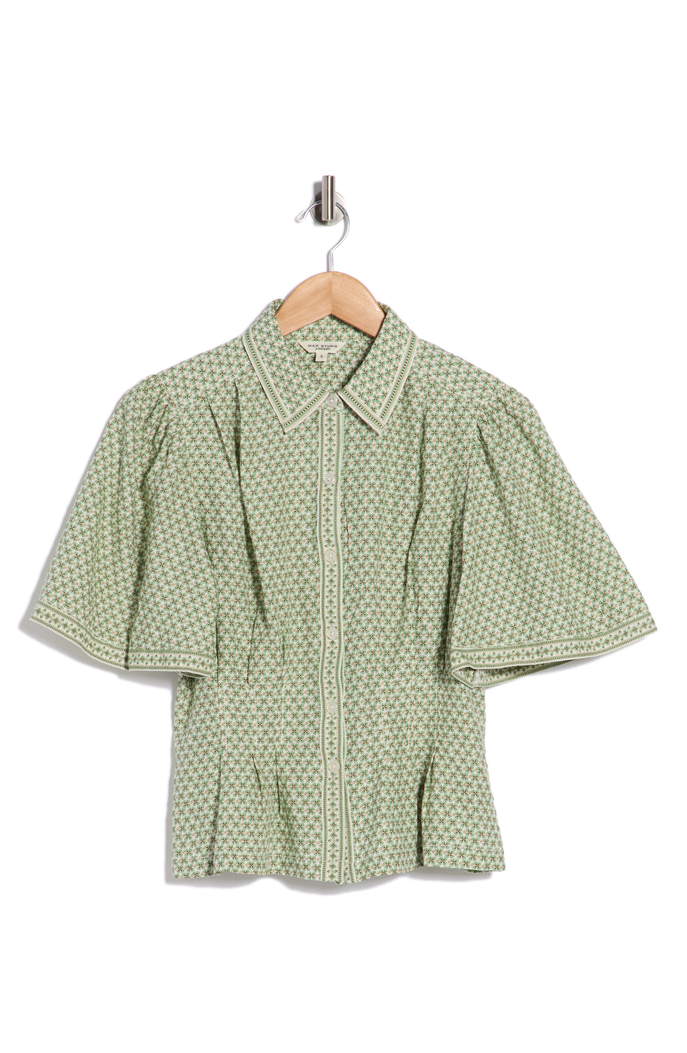 MAX STUDIO Short Sleeve Peplum Button-Up Shirt