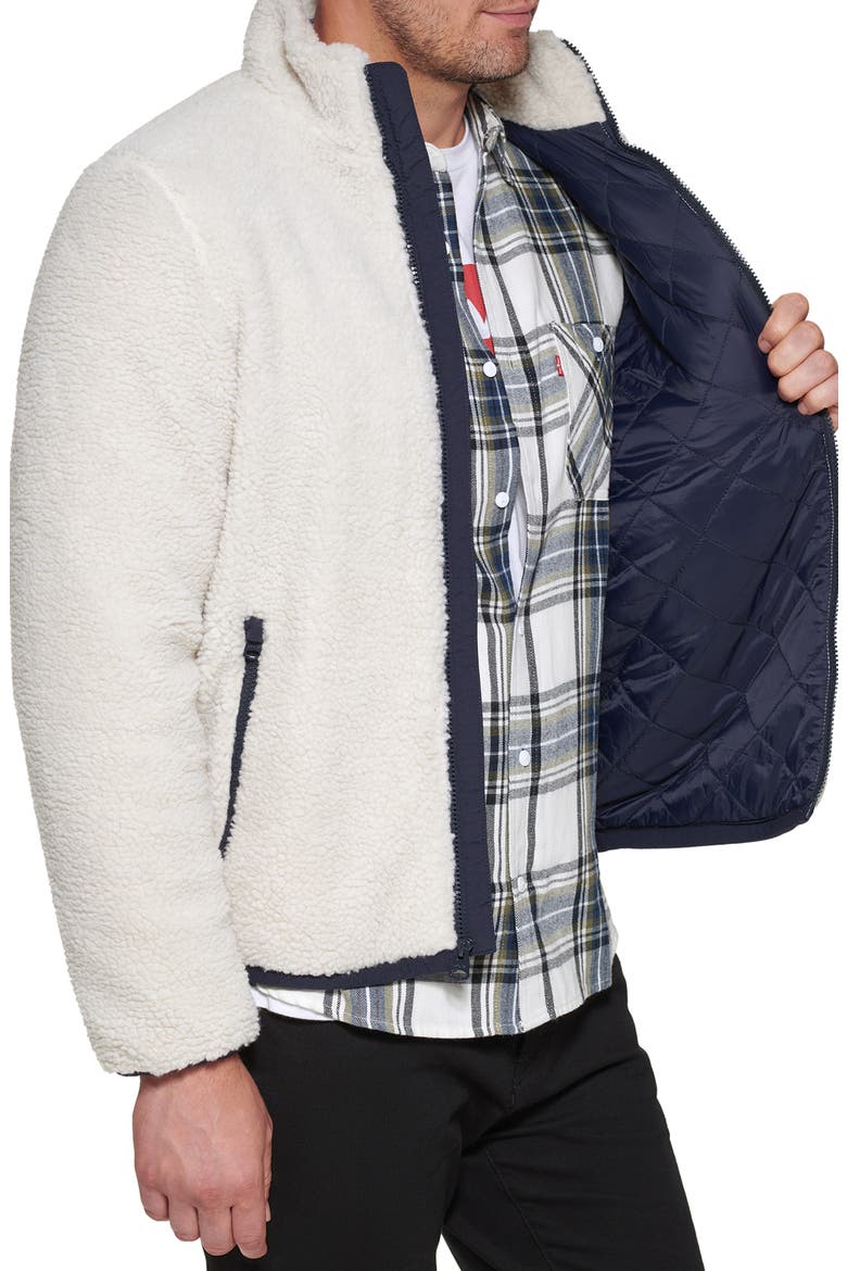 Levi's® Contrast Pocket High Pile Fleece Jacket, Alternate, color, CREAM