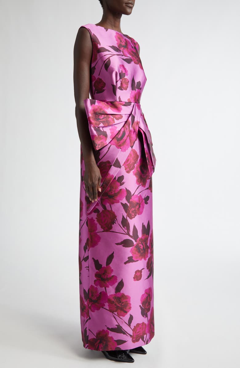 Erdem Bow Detail Floral Mikado Gown, Alternate, color, 