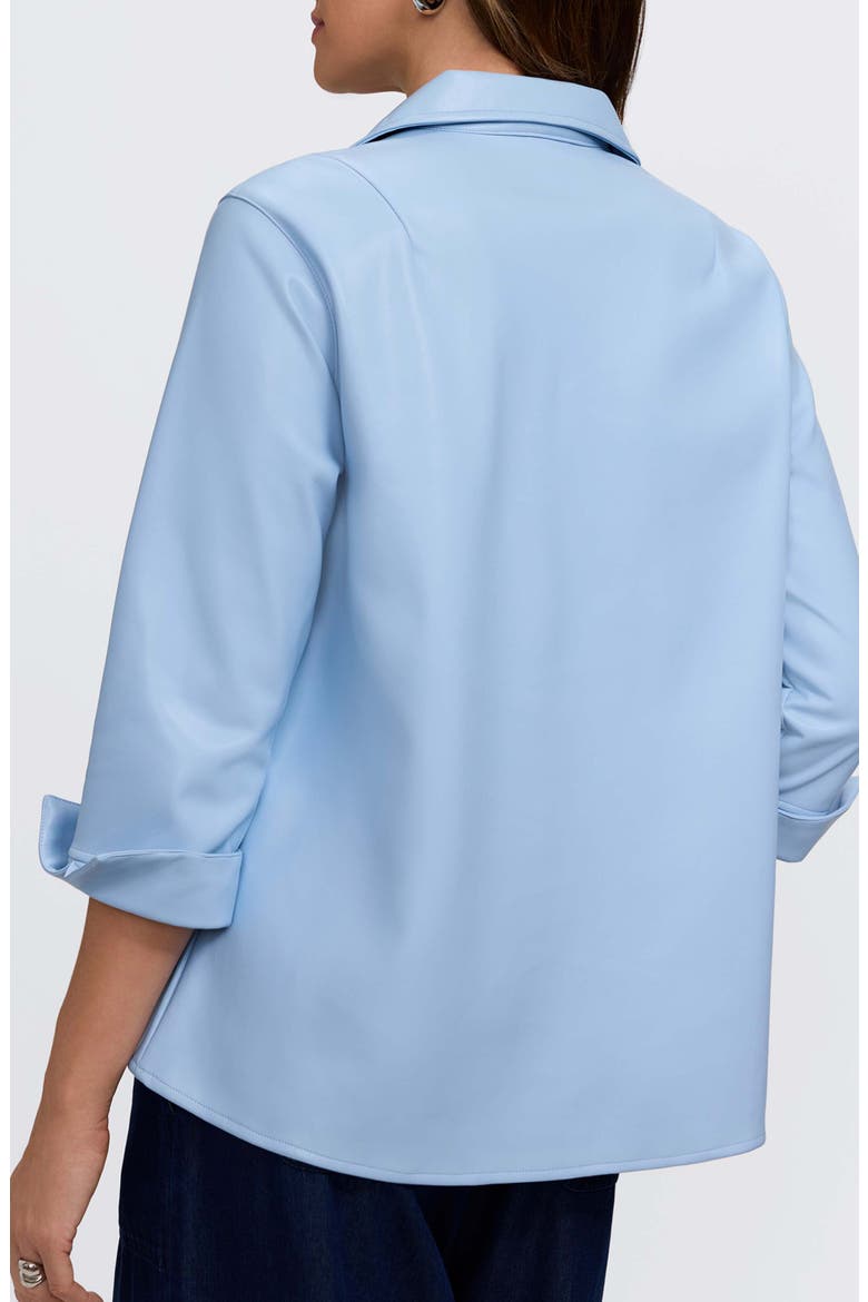 Agnes Faux Leather Long Sleeve Popover Top, Alternate, color, SKY BLUE