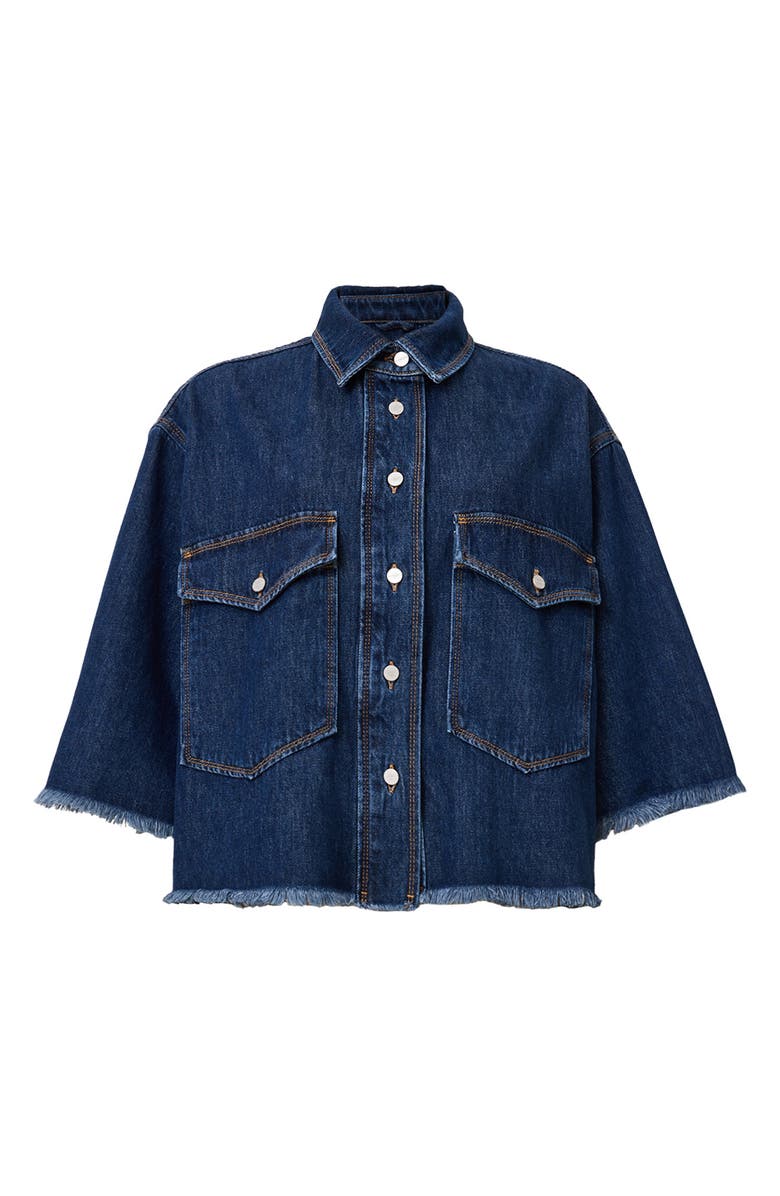 AllSaints Faye Raw Hem Denim Shirt, Alternate, color,