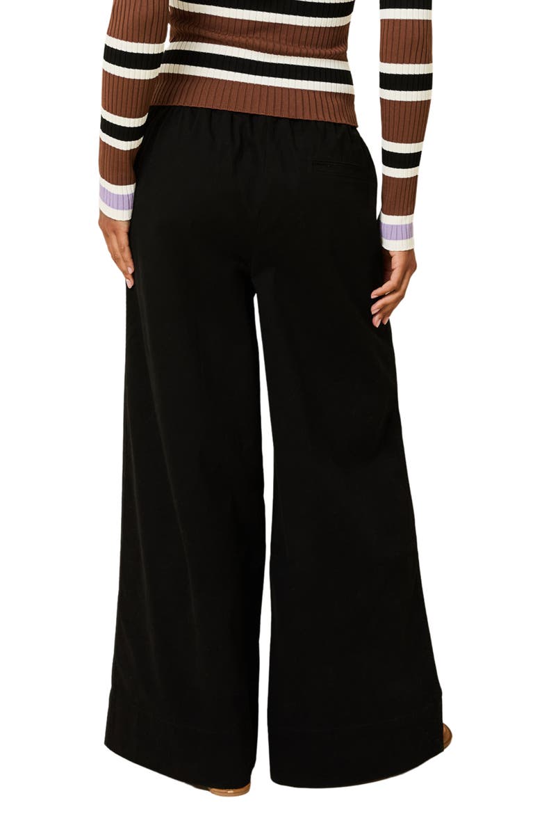 The Flynn Stretch Cotton Drawstring Wide Leg Pants, Alternate, color, NOIR