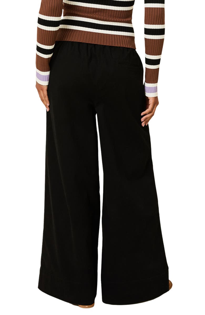 Solid & Striped The Flynn Stretch Cotton Drawstring Wide Leg Pants, Alternate, color, Noir