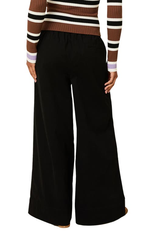 Solid & Striped The Flynn Stretch Cotton Drawstring Wide Leg Pants In Black