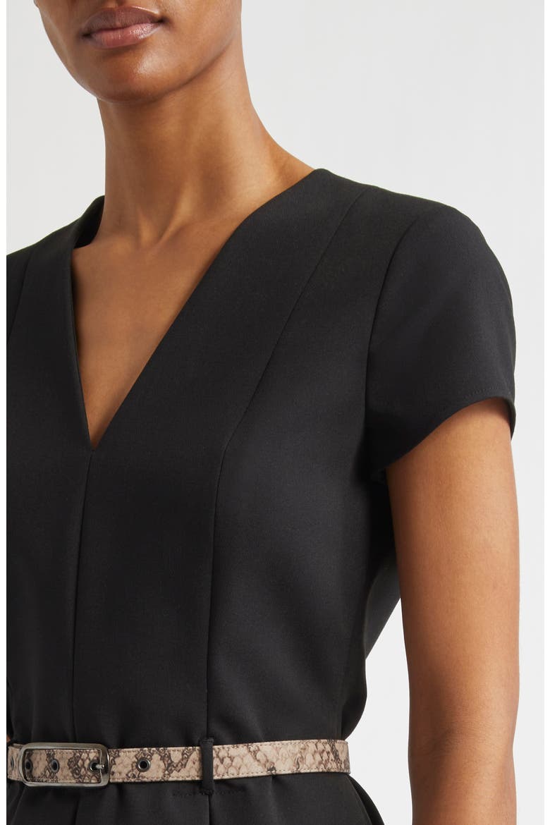 Emma Belted Flare Minidress, Alternate, color, SOLID BLACK