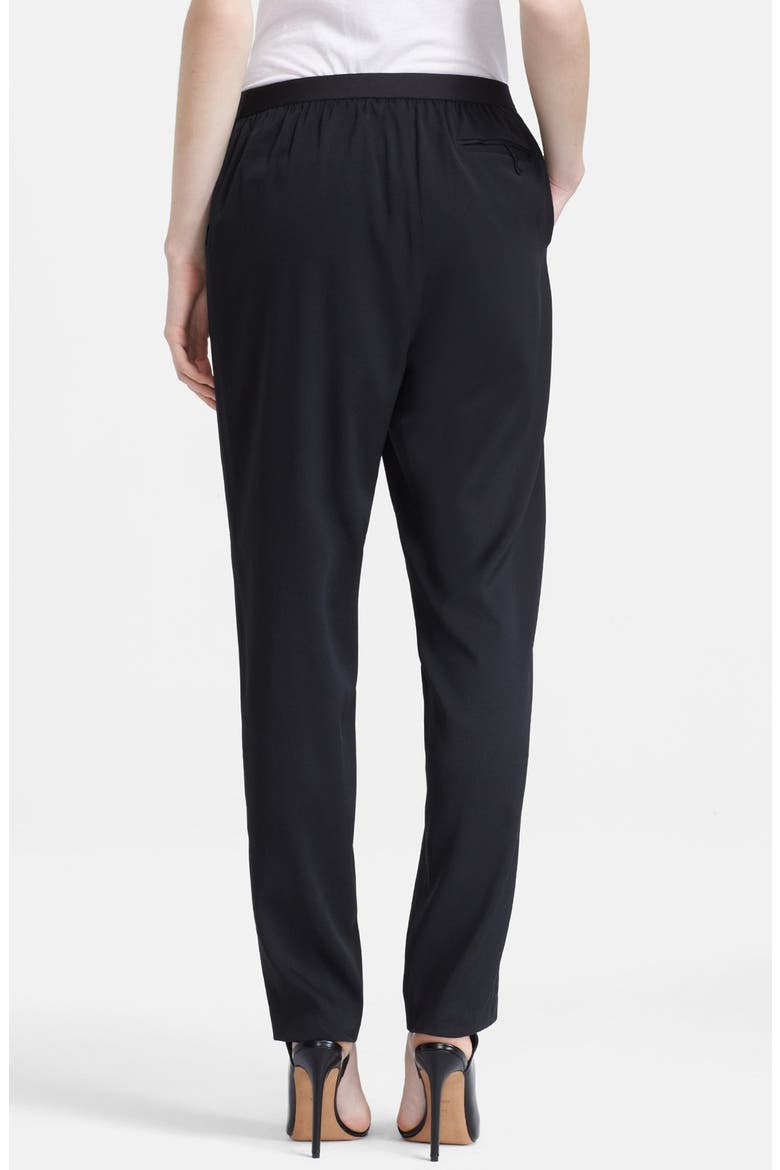 T by Alexander Wang Silk Twill Pants, Alternate, color, BLACK