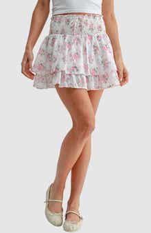Lush <p>Smocked Waist Ruffle Miniskirt</p>