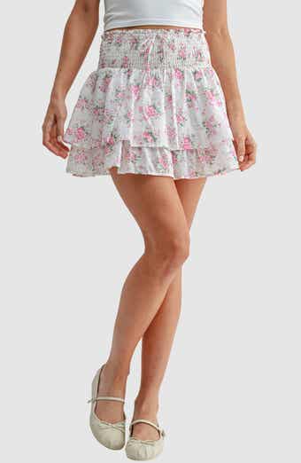 Lush Smocked Waist Ruffle Miniskirt