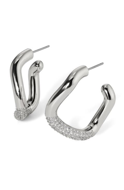 Alma Pavé Organic Hoop Earrings
