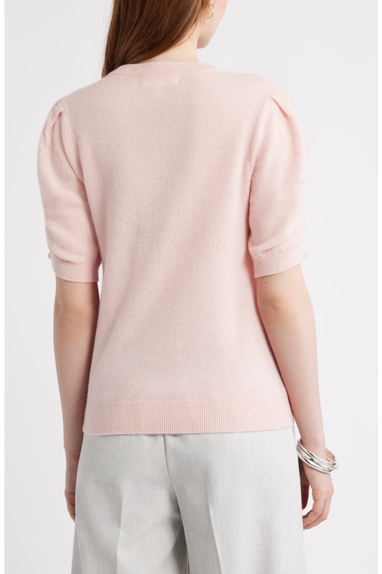 Ruched Short Sleeve Cashmere Sweater, Alternate, color, PINK DOGWOOD