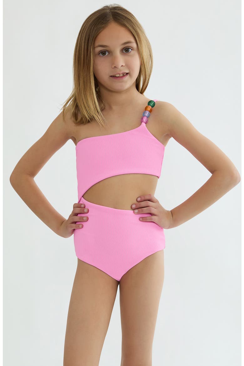 Kids' Little Brynn One-Shoulder One-Piece Swimsuit, Main, color, PEAK PINK