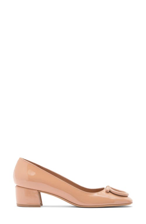 Ferragamo Leather Mara 40 Pumps With Block Heel In Nude