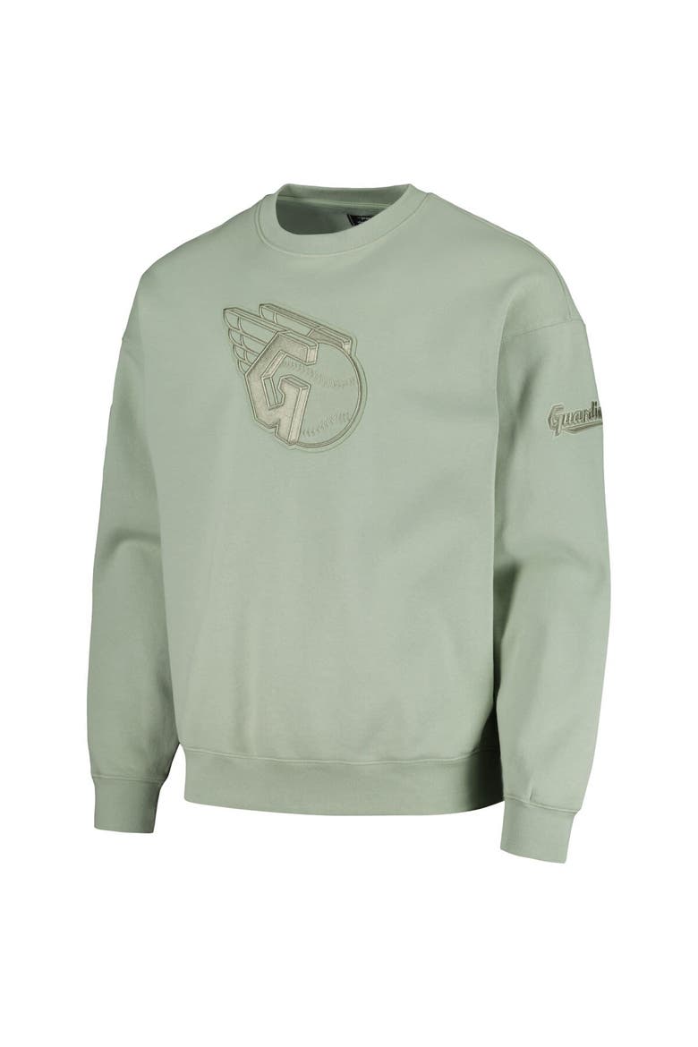 Men's Pro Standard Green Cleveland Guardians Neutral Drop Shoulder Pullover Sweatshirt, Alternate, color, Green