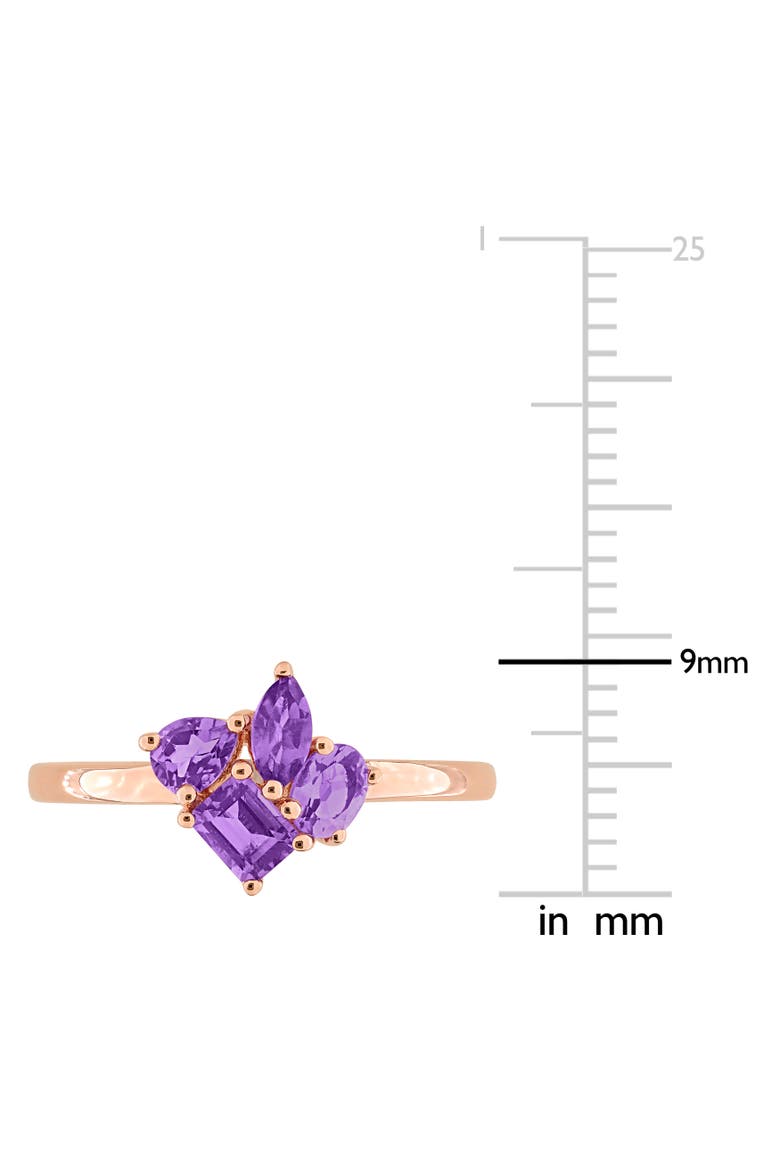 Gemstone Cluster Ring in Plated Sterling Silver, Alternate, color, Amethyst/Rose-Plated