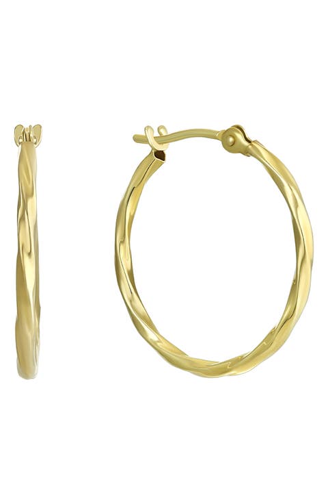 14K Gold Twisted Hoop Earrings