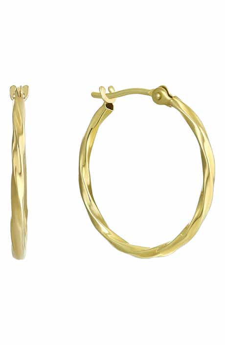CANDELA JEWELRY 14K Gold Twisted Hoop Earrings